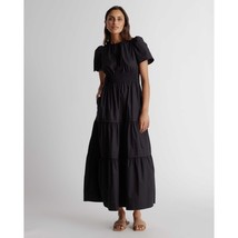 Quince Womens 100% Organic Cotton Tiered Maxi Dress Pockets Black M - £42.52 GBP