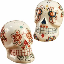 La Vida 26668 Sugar Skull 3D Day of the Dead DOD Salt &amp; Pepper Set Ceramic - £18.77 GBP