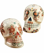 La Vida 26668 Sugar Skull 3D Day of the Dead DOD Salt &amp; Pepper Set Ceramic - $452.37 MXN