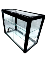 Elegant Black Aluminum Display Table Top Tempered Glass Showcase with LE... - $4,592.92 MXN