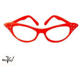 50s Retro Style Cat Eye Glasses w Rhinestones Fun Colors w Clear Lens - ... - £10.38 GBP