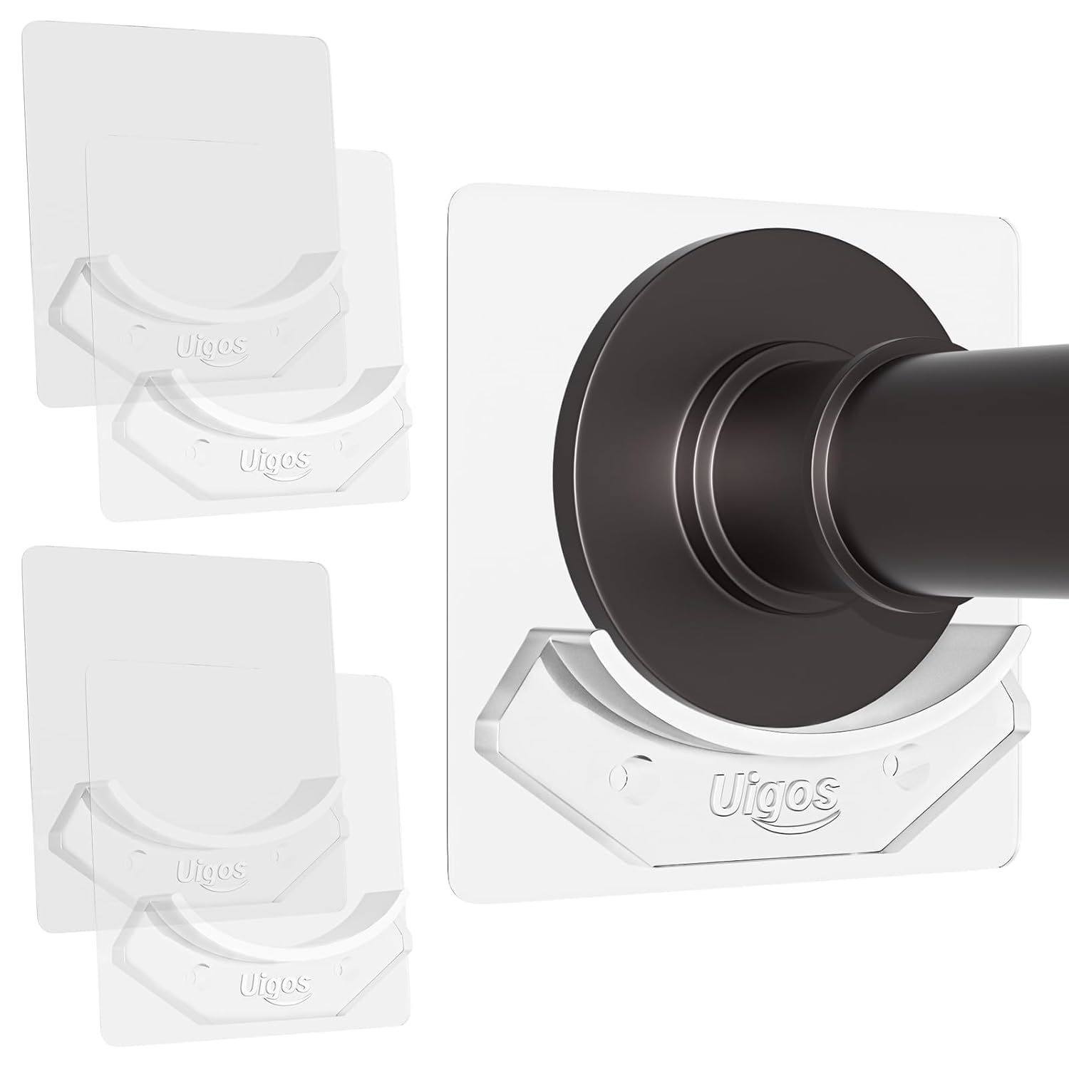 Shower Curtain Rod Holder - Easy Installation - No Drilling Required, Transparen