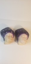 2 Vintage Chalkware Woman w/Purple and Stars Headwrap Wall Busts - $29.02