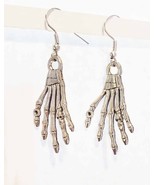 Silver skeleton hand charm earrings, dangles, goth earrings, punk biker ... - £4.78 GBP