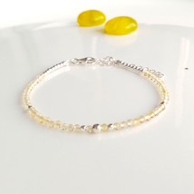 Gemstone citrine bracelet,925 sterling silver beaded bracelet,yellow bracelet,yo - £23.94 GBP