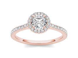 Authenticity Guarantee 
Solid 14K Rose Gold 1 Ct Natural Diamond Halo Engagem... - £1,782.55 GBP