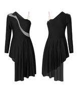 Black Womens Patchwork Wide Hemline Dress Elegant - £12.24 GBP