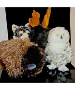Plush Realistic Wild Animals Lot of 4 Bison Owl Elk Wolf Republic Aurora... - $57.58