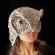 OWL hat * 70% Mohair yarn * Handmade hats for women * Winter thick warm hats - £47.40 GBP