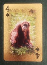 Animal-Themed Golden Foil PVC Mini Playing Card Monkey 4 Spades - $1.84