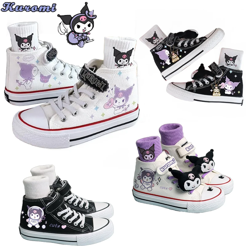 Anime Sanrio Kuromi Canvas Shoes New Cartoon Velcro Sneakers High Top Casual - £21.16 GBP+