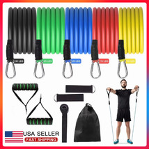 11 Pcs Resistance Band Set Yoga Abs Exercise Fitness Tube Gym Home Workout Bands - £18.97 GBP