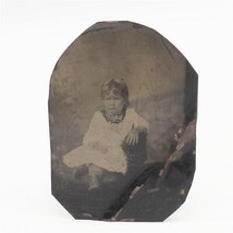 Antique Tintype Photograph Young Girl Toddler - £35.57 GBP