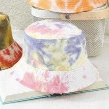 Pink Blue Yellow Tie Dye Reversible Bucket Hat - £17.02 GBP