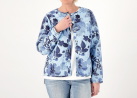 Denim &amp; Co. Cotton Quilted Jacket Blue Floral, Small - £23.21 GBP