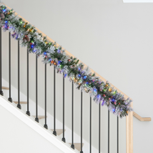 9’ Pre-lit Glitter Flocked Artificial Garland - £66.30 GBP