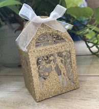 100pcs Glitter Gold Laser Cut Wedding Gift Boxes,Wedding Gift Packaging ... - £38.32 GBP