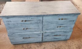 6 Drawer Dresser Vintage Blue Distressed Painted MCM - $24.99
