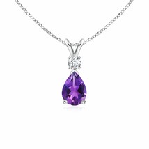 ANGARA Amethyst Teardrop Pendant in 14k Solid Gold (Grade-AAAA Size-7x5) - £476.98 GBP