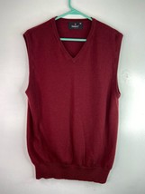 Uniworth Sleeveless Sweater Men Size 40 US S Red V Neck Stretch 100% Mer... - £17.22 GBP