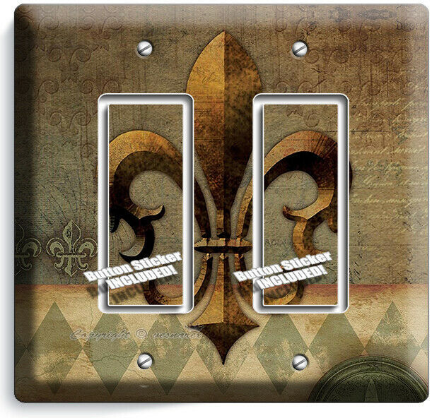 RUSTIC FLEUR DE LIS MEDIEVAL FLOWER 2 GFCI LIGHT SWITCH WALL PLATE ROOM HD DECOR