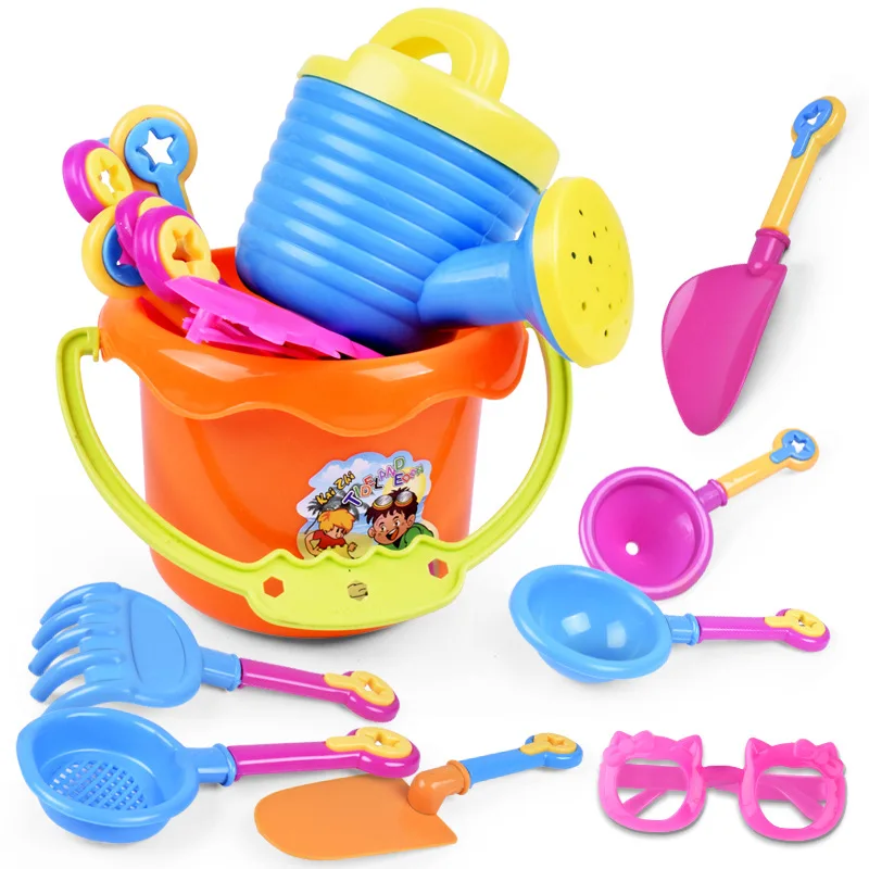 9Pcs/Set Random Color Summer Kids Sand Beach Toys Castle Bucket Spade Shovel - £12.35 GBP