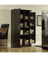 Large Kitchen Cabinet Storage Food Pantry Wooden Shelf Cupboard Dark Finish New - $498.88
