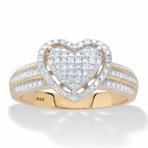 Womens 18K Gold Over Sterling Silverround Diamond Heart Ring Size 6 7 8 9 10 - £159.83 GBP