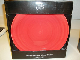 222 Fifth ~ Set of 4 Red Dinner Plates ~ New in Box - £28.90 GBP
