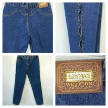 Lawman Western Jeans Vintage size 13 actual 32x33 Leg Cutouts Studs 80s ... - £39.92 GBP