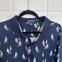 Vintage Nautica Polo Shirt Mens XXL Sailboat All Over Print Dark Blue Bo... - $17.63