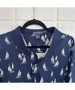 Vintage Nautica Polo Shirt Mens XXL Sailboat All Over Print Dark Blue Bo... - £13.97 GBP