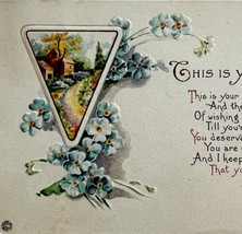 This Is Your Birthday Greeting Postcard 1915-20 Blue Flowers Embossed PC... - $14.99