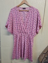 Boohoo Pink  Short Floral Summer Butterfly Sleeves  Dress Size 18uk Expr... - £12.85 GBP