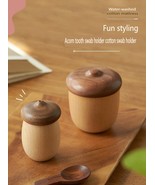 Gift box with a pair of walnut acorn toothpick holder and cotton swab ho... - $75.46 CAD