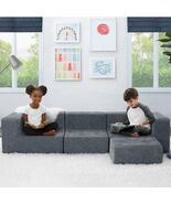Delta Children Sectional Sofa Gray Grey Cozee 4-Piece Chairs Ottoman Che... - $3,637.48 MXN