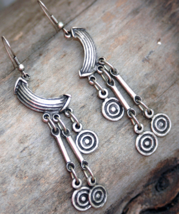 Long Tribal earrings, long Boho earrings, antique silver earrings (E736) - £9.76 GBP