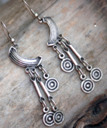Long Tribal earrings, long Boho earrings, antique silver earrings (E736) - £10.38 GBP