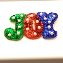 Large Holiday JOY Sequins Brooch with Faux Pearl Embellishments, Colorful Spello - £38.13 GBP