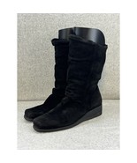 La Canadienne Waterproof Black Suede Ankle Wedge Boots 12438 Pull On - S... - $73.87