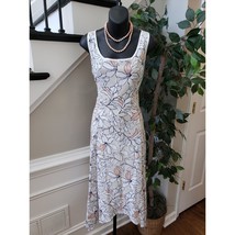 Jones New York Maxi Dress Linen 6 Ivory Floral Handkerchief Back Zip Squ... - $108.90