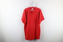 Vtg 90s Streetwear Mens XL Distressed Blank Short Sleeve T-Shirt Red Cot... - £22.30 GBP