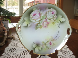 Cake/Serving Plate with Cutouts-Roses-Gold Trim-Porcelain-Germany - £22.30 GBP