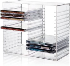 CD Storage Box Rack Holder Stacking Tray Shelf DVD Disk Case Space Organ... - $32.56