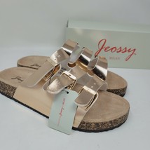 Jeossy Milan Women&#39;s Sandals 6-6.5 M Arizona Gold Slip-on Casual Shoes - £25.25 GBP