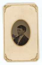 CIRCA 1860&#39;S Paper Framed Hand Tinted TINTYPE Handsome Young Boy Lambertville NJ - £14.57 GBP