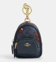 Coach Mini Court Backpack Key Fob Bag Charm Signature Canvas Cherry Prin... - $97.02