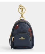 Coach Mini Court Backpack Key Fob Bag Charm Signature Canvas Cherry Prin... - $1,847.21 MXN