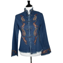 New Identity Denim Jacket Floral Paisley Embroidered Bell Sleeves Women&#39;... - $29.69