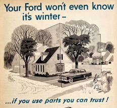 Ford Genuine Parts Winter Advertisement 1953 Battery Spark Plugs Oil DWS6B - £15.68 GBP